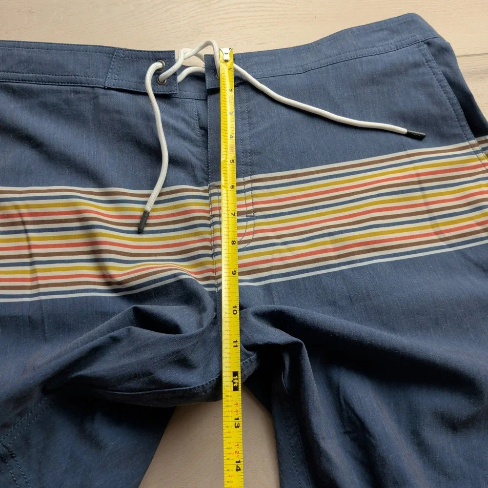 Katin‎ Board Shorts Mens 36 Blue Striped Retro Surf Trunks Swim Beach